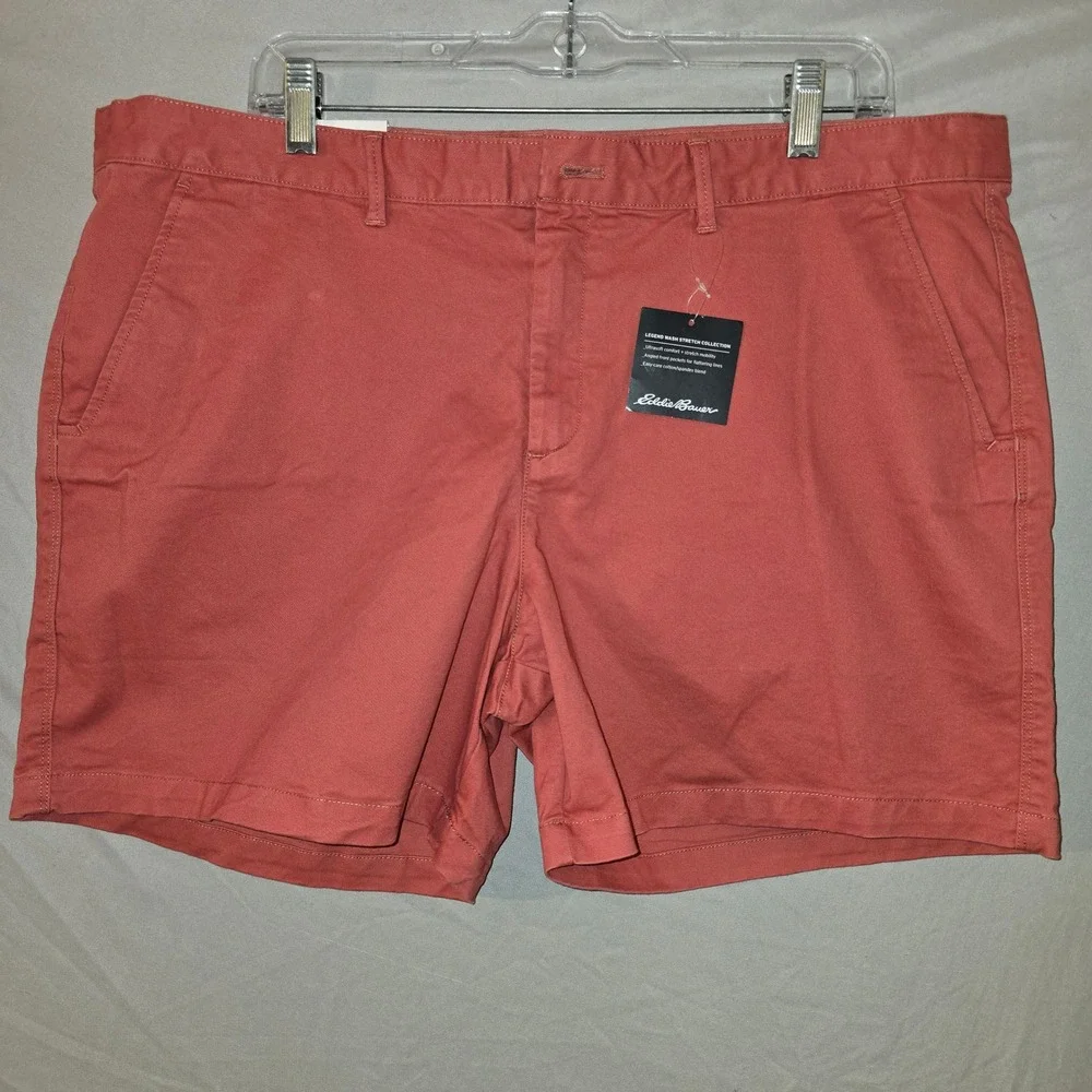 Eddie Bauer Willit Shorts 16 Womens‎ Cayenne Coral Legend Wash Stretch NEW